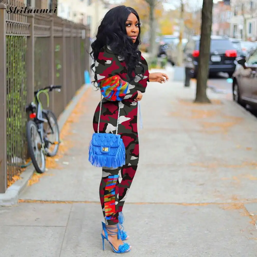 

Camouflage Two Piece Women Set Tracksuit Long Sleeve Top And Pants Suit Spring Street Jogging Femme Sets 2pcs Outfits Sweatsuits