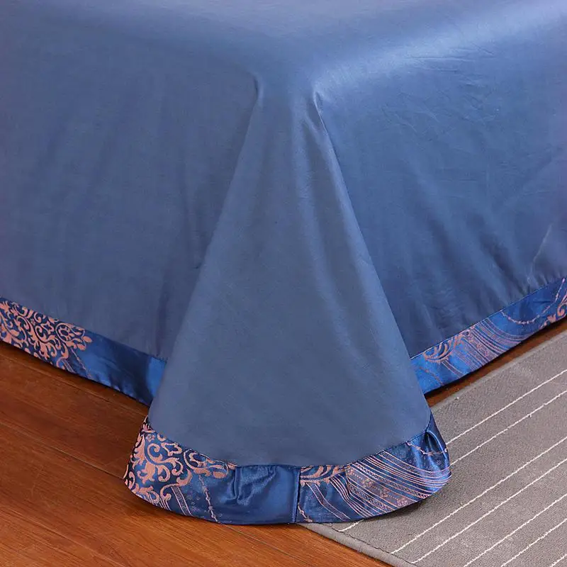 

J Pure Cotton Jacquard Floral Print Bedding set 4Pcs Double King Queen size Bedsheet set Duvet cover Home Decorative Pillowcases