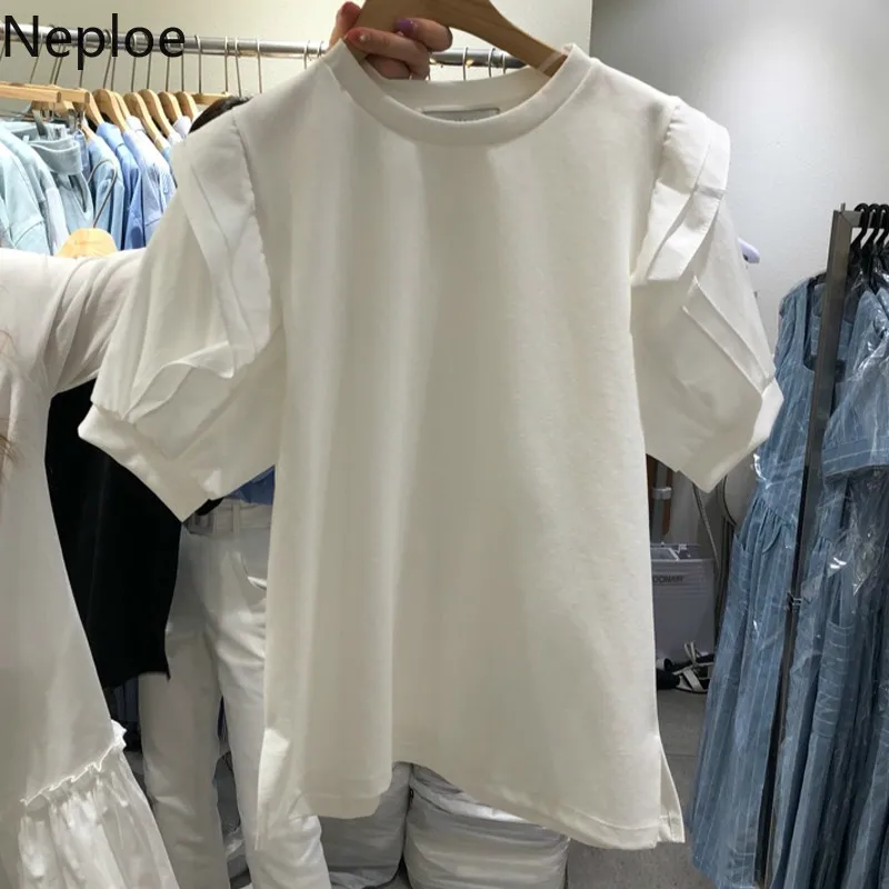 Neploe корейский Лето 2021 Новое поступление однотонная женская футболка с коротким