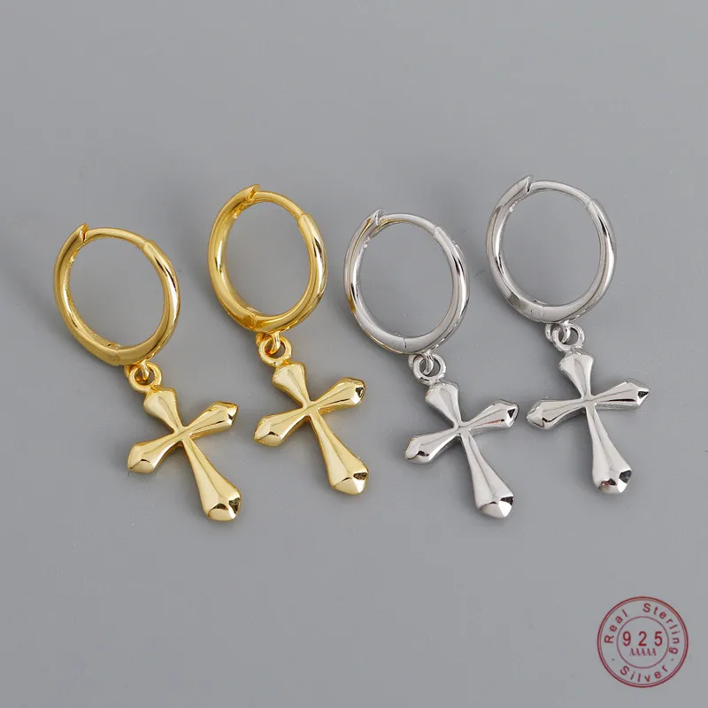 Женские серьги подвески из стерлингового серебра 925 пробы с христианским крестом