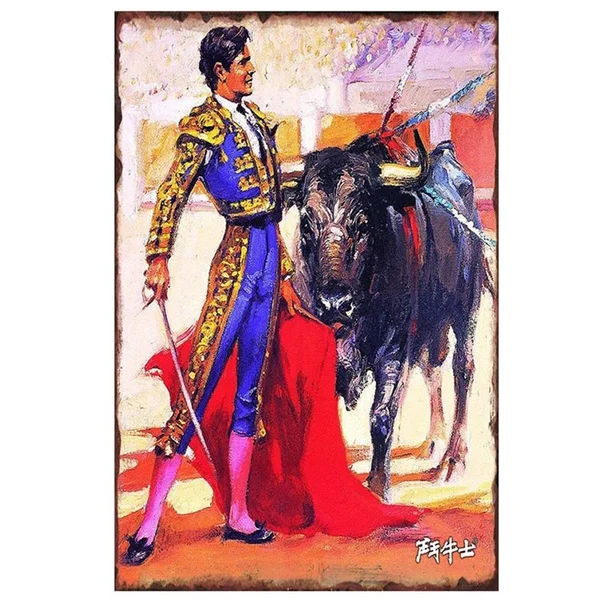 

Spanish Bullfighter Poster Retro Metal Tin Signs Poster Passionate Girl Tinplate Poster Pub Home Wall Decoration Wall Stickers