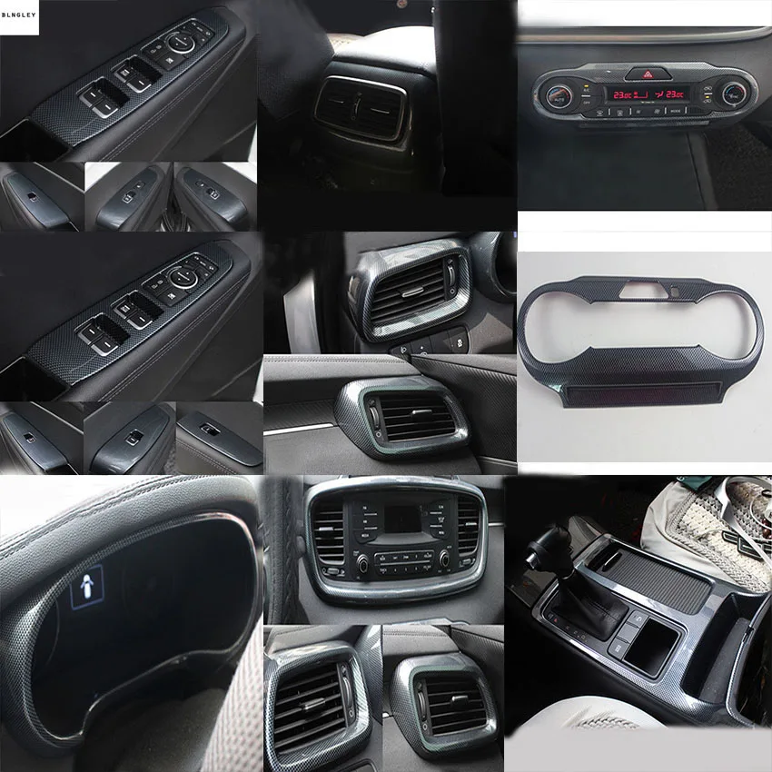 1 лот ABS углеродного волокна зерна интерьера украшения крышки для 2015 2018 KIA Sorento