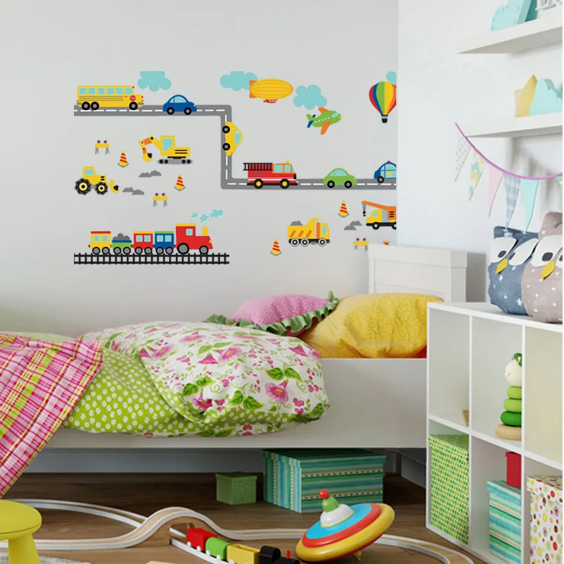 Съемные настенные наклейки воздушные шары автомобильный мир трек грузовик