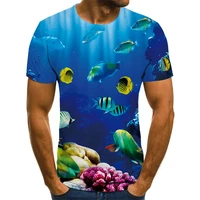 2021 new casual short sleeve o neck fashionable and interesting 3d printed underwater world pattern mens high quality t shirt