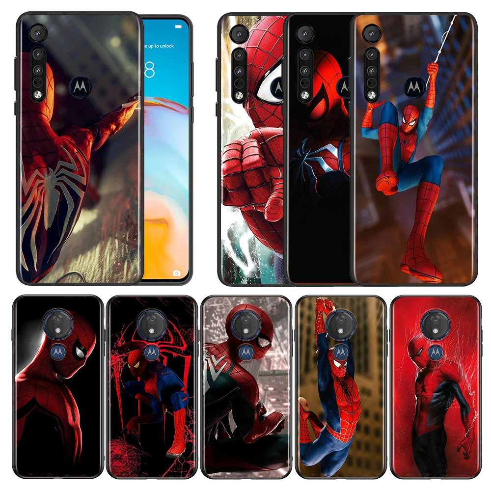 

Marvel Avengers Hero SpiderMan For Motorola G9 G8 G E7 E6 One Play Marco Hyper Fusion Stylus Power Edge Plus Black Phone Case