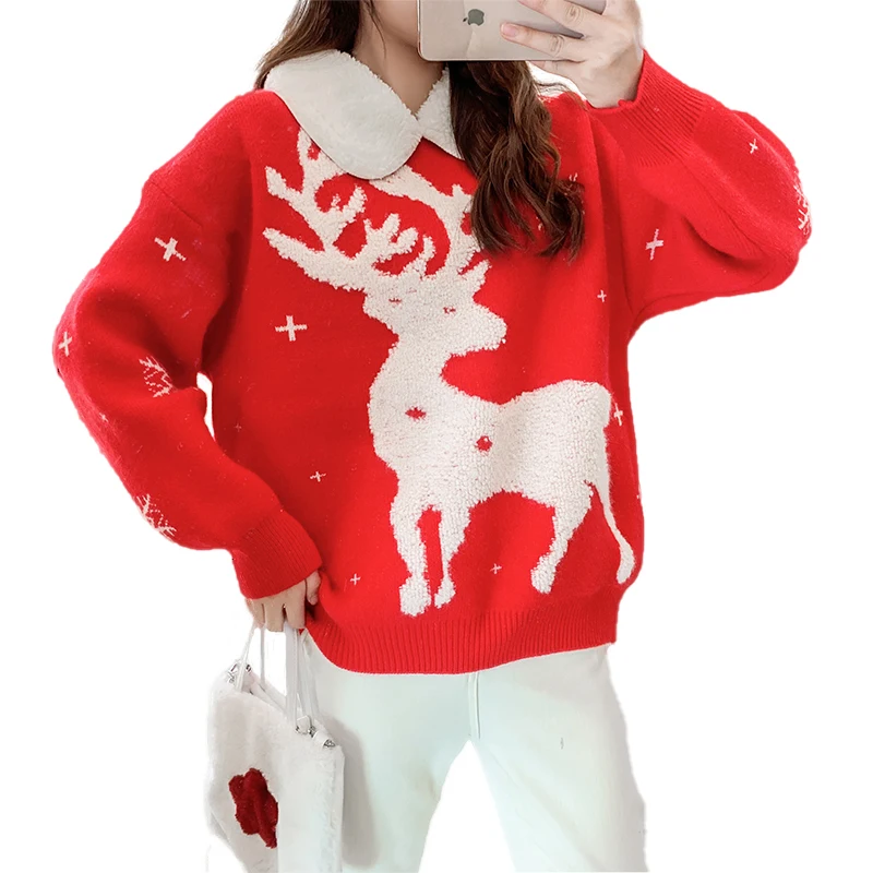 

Make firm offers Christmas sweater languid is lazy wind on female loose outside new winter the deer joker knitting coat