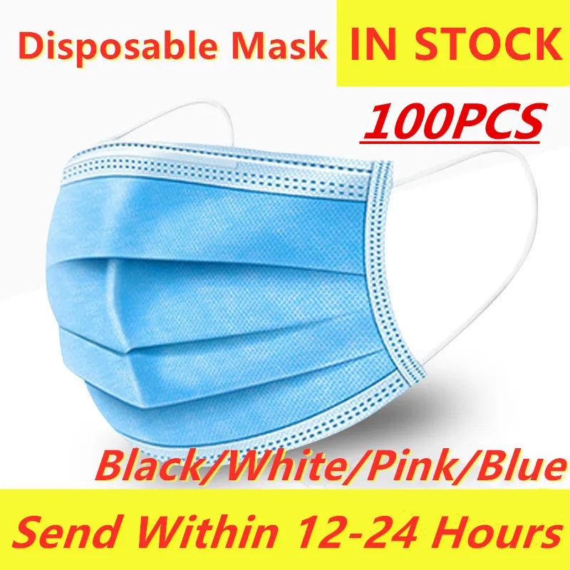 В наличии! Маска одноразовая маска для лица 100 шт. с петлями ушей рта