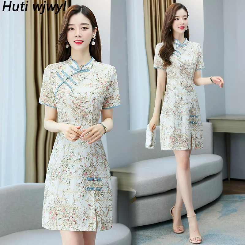 

Женское шифоновое платье с вышивкой, элегантное облегающее вечернее платье в китайском стиле, весна-лето