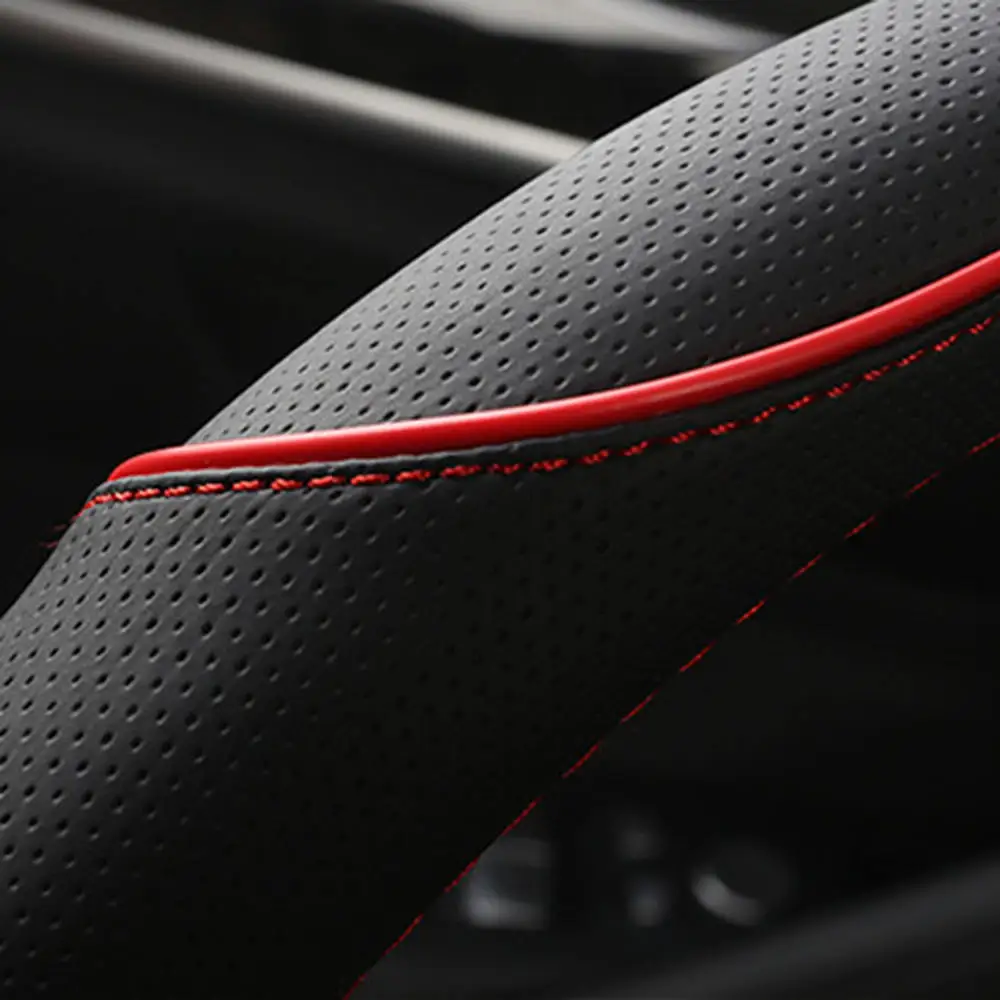 

Universal 38cm Car Steering Wheel Cover Skidproof Anti-Slip Embossing Leather Steering Wheel Cover Car-styling