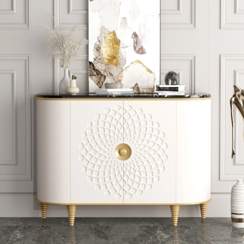 

TT Marble Hallway Shoe Cabinet Paint Entrance Cabinet Italian Tea Cabinet Household Simple Dining Side Locker