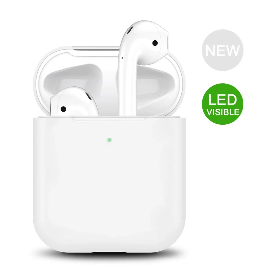 White Силиконовый чехол для AirPods 2 Чехол для зарядки наушников чехол для Apple AirPods Air Pod 1 2 Bluetooth коробка гарнитура защитный чехол - Цвет: White