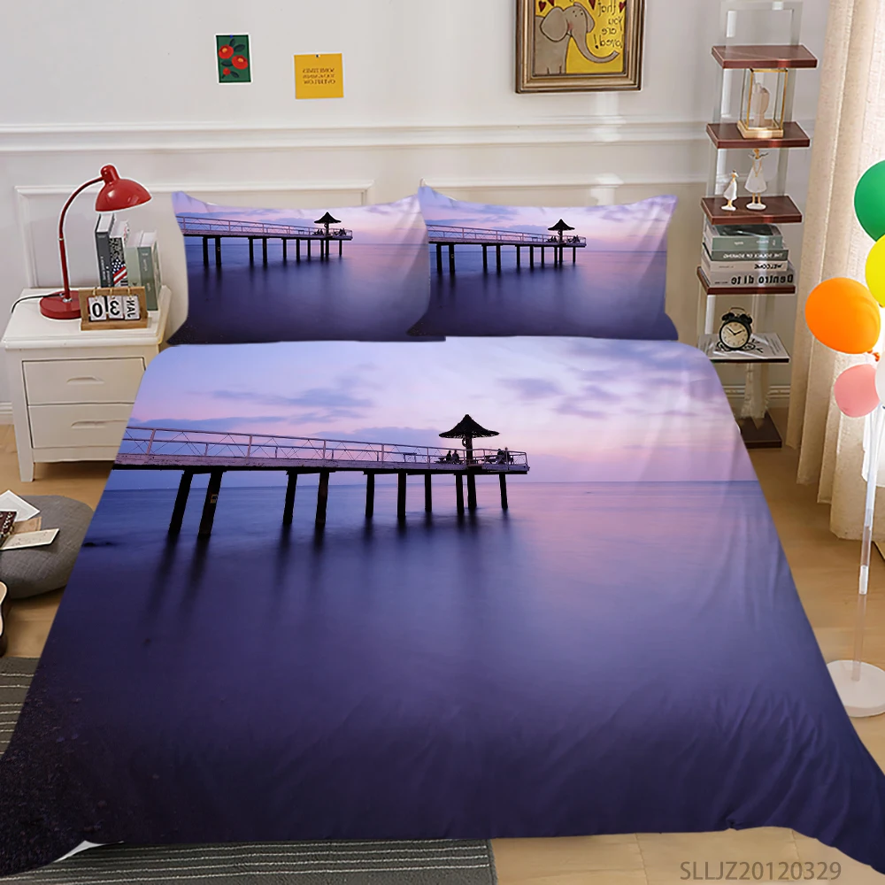 

Home Textile 3D Bedding Set Spectacular Landscape Architecture Quilt Cover Set Soft Breathable Fashionable Kids Teen Adult