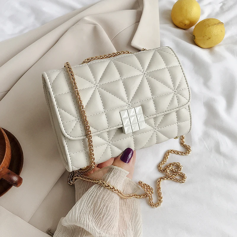 

Fashion Lingge PU Leather Crossbody Bags For Women 2020 Small Chain Embroidery thread Lady Shoulder Messenger Bag Handbags