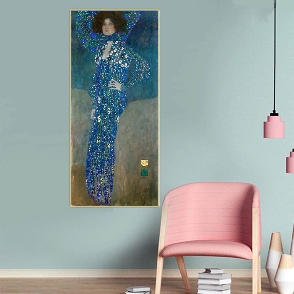Цитон Густава Климт lady леди в синем Canvas холст искусство картина маслом