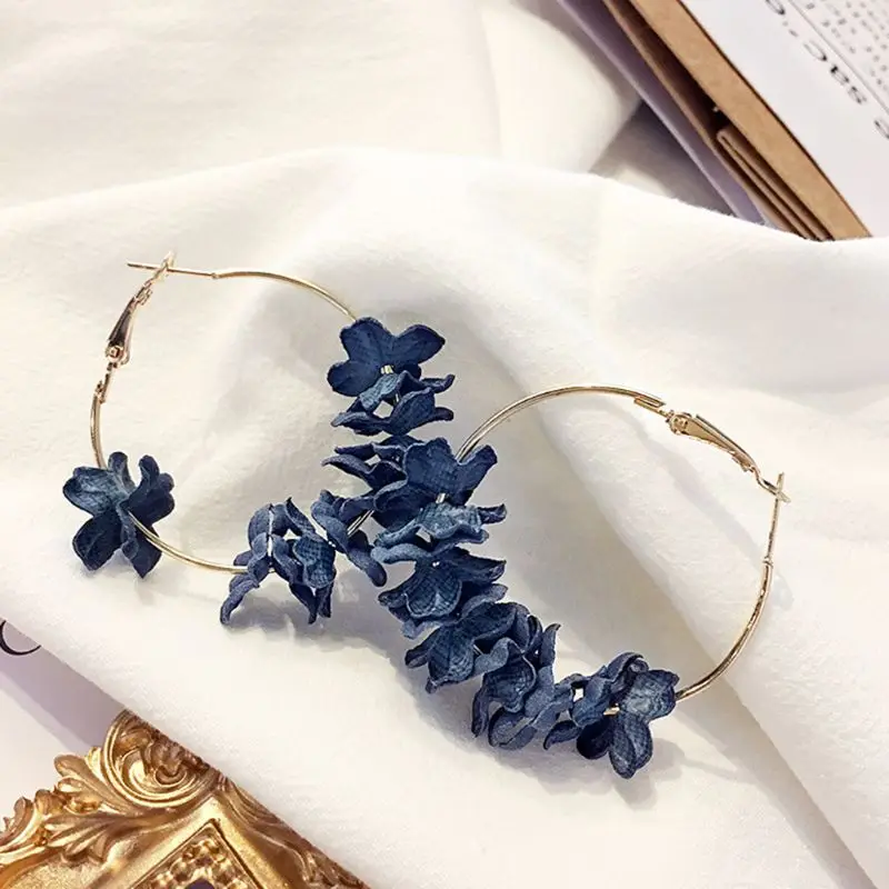 Цветочные серьги ручной работы с цветами элегантные женские модные вечерние для