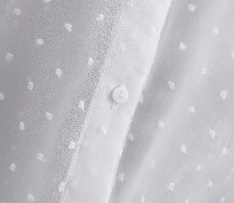 Женская элегантная белая блузка с отложным воротником прозрачные длинные