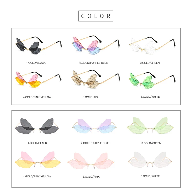 ZUEE стимпанк солнцезащитные очки винтажная стрекоза модные без оправы для женщин