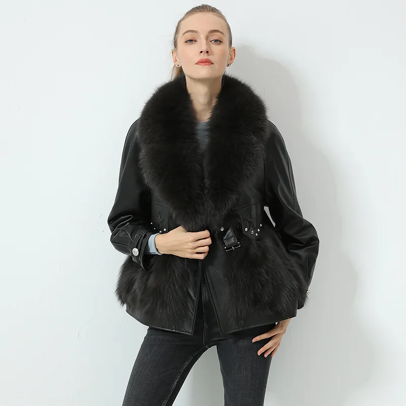 

SHZQ Fashionable Fox Fur Grass Coat Women's 2021 Winter New Korean Locomotive Fur Integrated Sheep Fur Coat