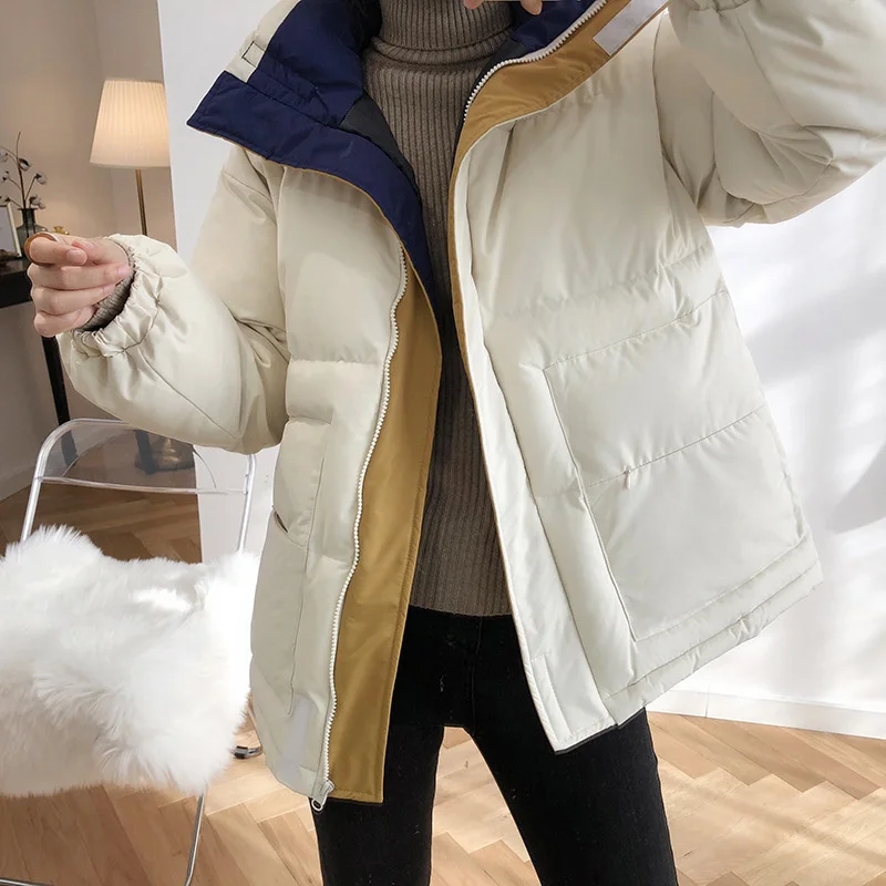 Winter Warm and Thick Women's Down Jacket Short Color Matching Parka Coat Jacket 2021 New Magic Elegant Women Bread Jacket