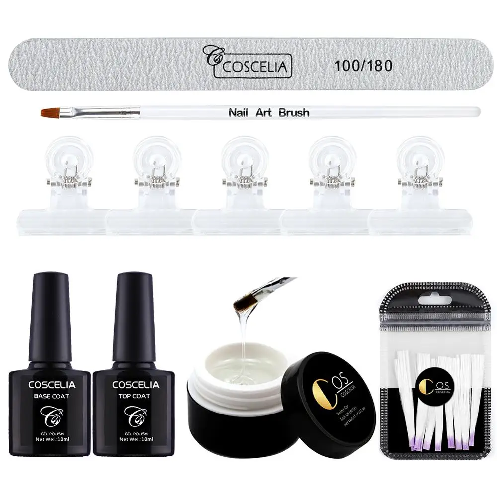 COSCELIA светодиодный Lanp Fibernails строительный гель стекловолокно для наращивания ногтей Акриловые ногти Советы набор маникюрных инструментов