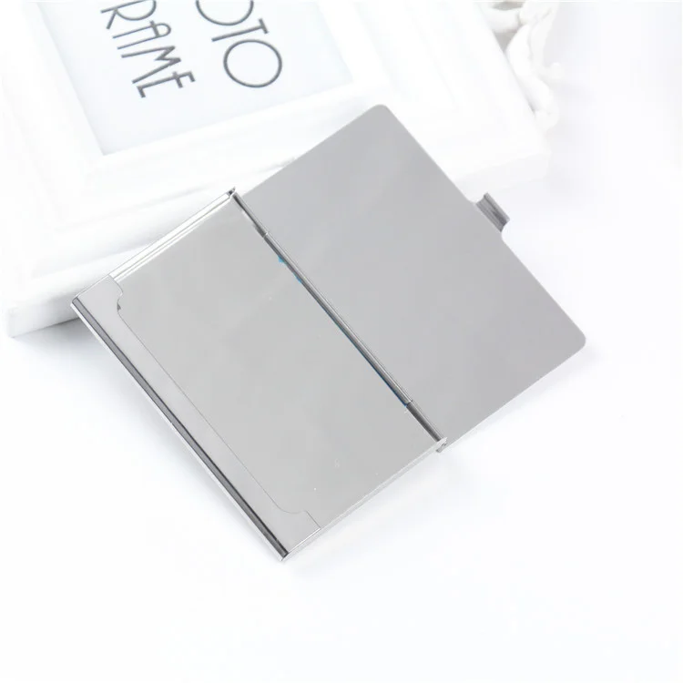 laser engraved logo creative business card case stainless steel metal lid credit card business card holder card metal wallet free global shipping