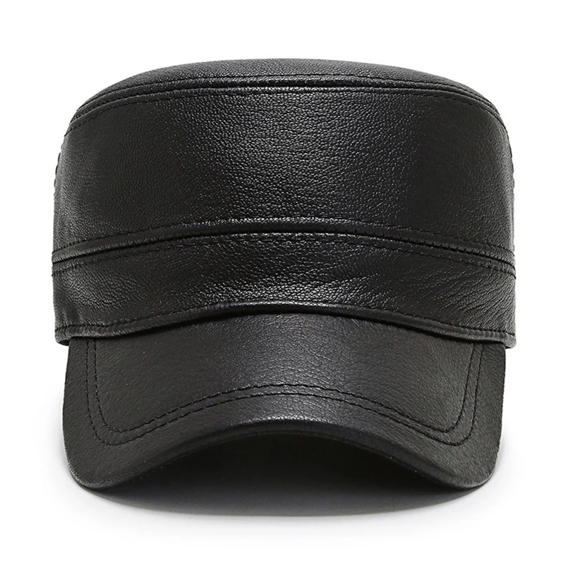 Зимняя шапка из воловьей кожи мужская для папы военная теплая плотная Дедушки