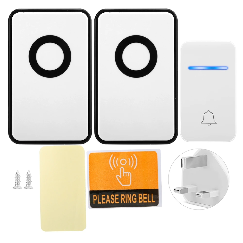 

Wireless Doorbell Smart Self-generating Doorbell Home Security Alarm Door Bell Kit 45 Chime UK Plug Security Protection