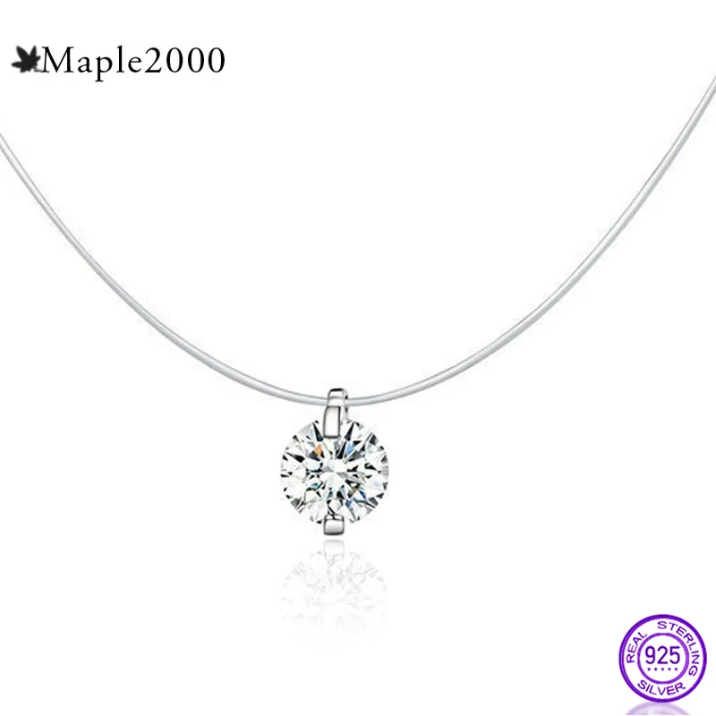 Женское Ожерелье невидимка из серебра 925 пробы с фианитами|Подвески| |