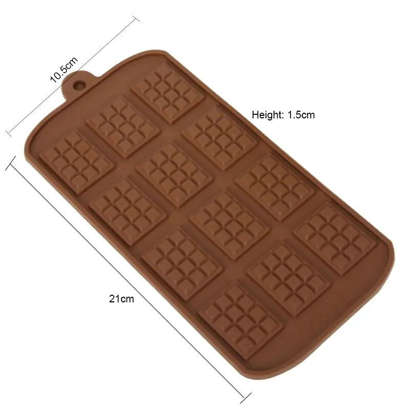 

1PCS Silicone Mold 12 Cells Chocolate Mold Fondant Patisserie Candy Bar Mould Cake Mode Decoration Kitchen Baking Accessories
