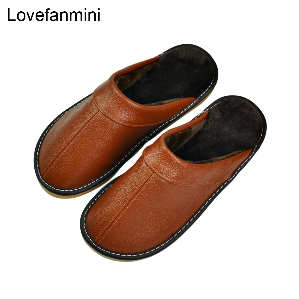 Тапочки из натуральной бычьей кожи для пар нескользящая домашняя модная