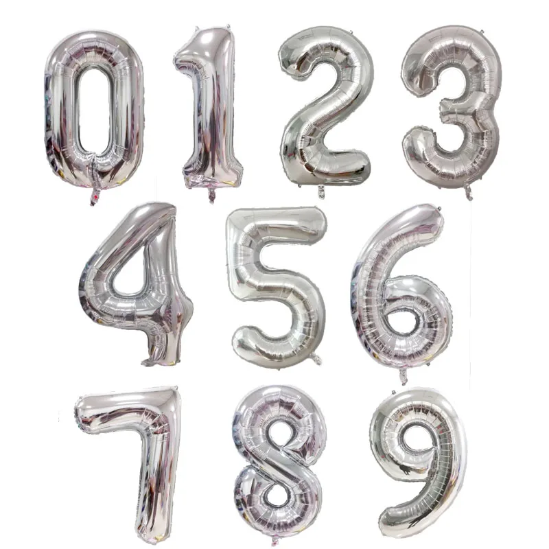 16 32 Inch Rose Gold Silver Rainbow Number Balloon Inflatable Air Ball Figure Digit Foil Birthday Party Wedding Decoration | Дом и сад