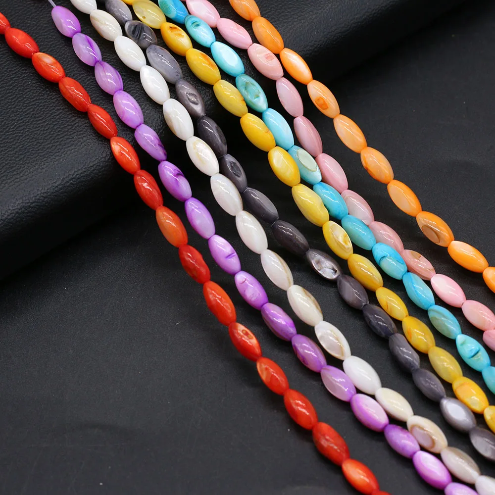 

Hot Sale Natural Freshwater Colorful Shell Rice Beads Loose Spacer For Jewelry Making DIY Charm Bracelet Necklace Accessories