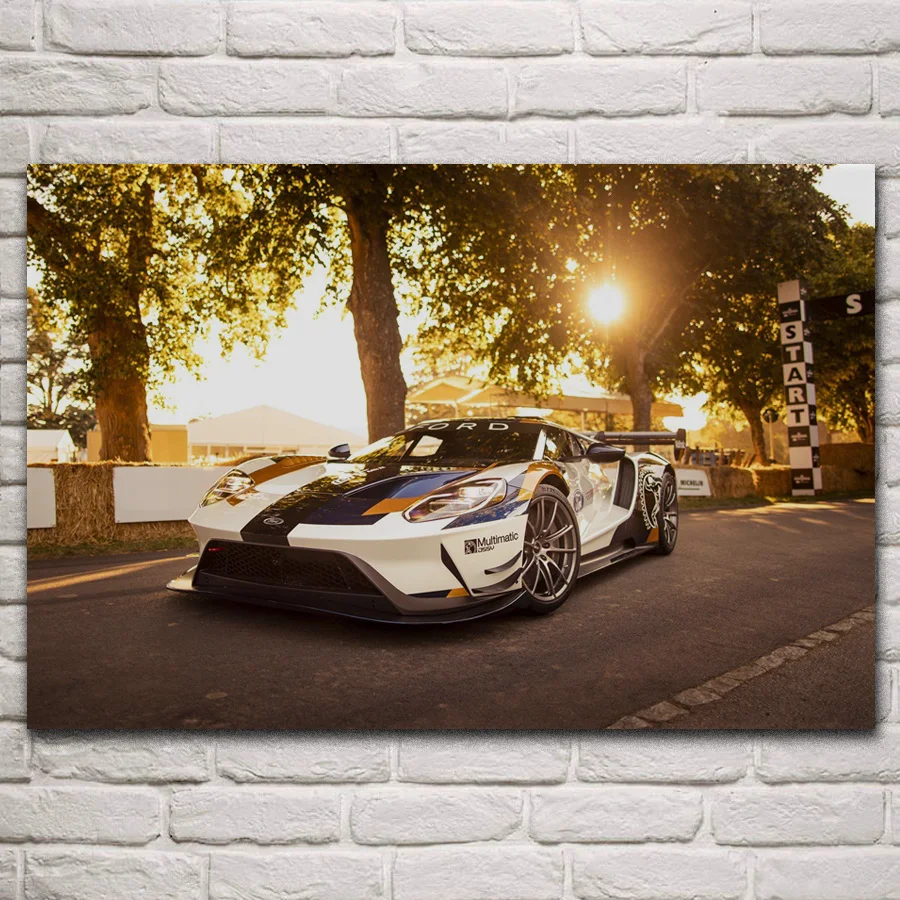 

Крутой гоночный gt mk ii, спортивный автомобиль, деревья, солнце, ткань, фотография, домашнее искусство, украшение для гостиной KN476