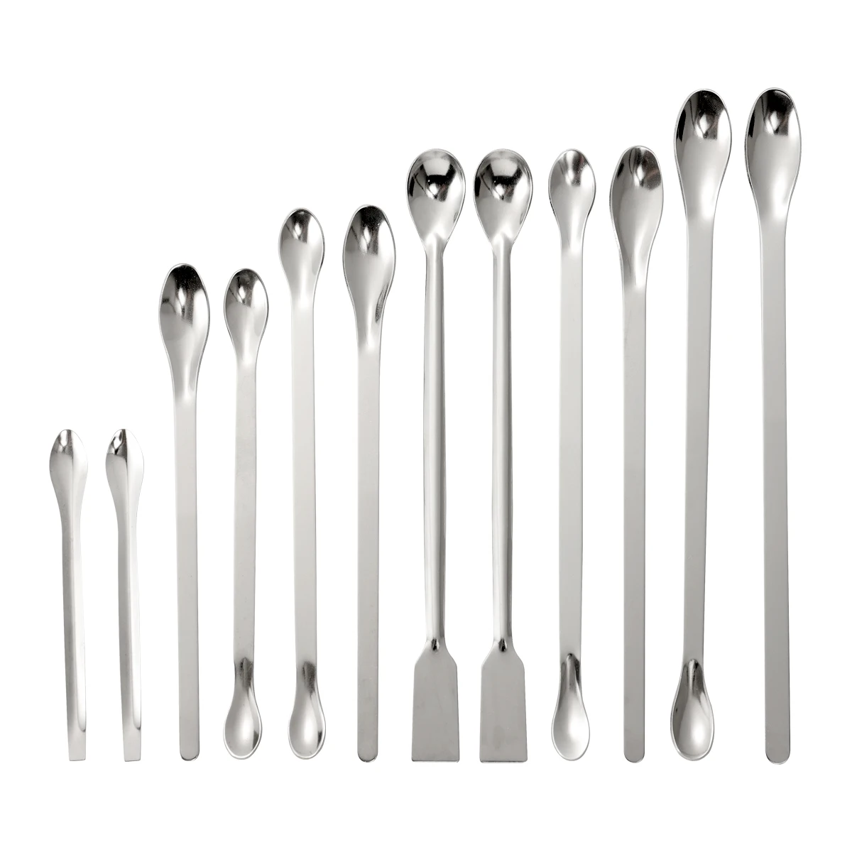 

12pcs Stainless Steel Spoon Spatula/Laboratory Sampling Spoon Mixing Spatula Micro Spatula Scoop