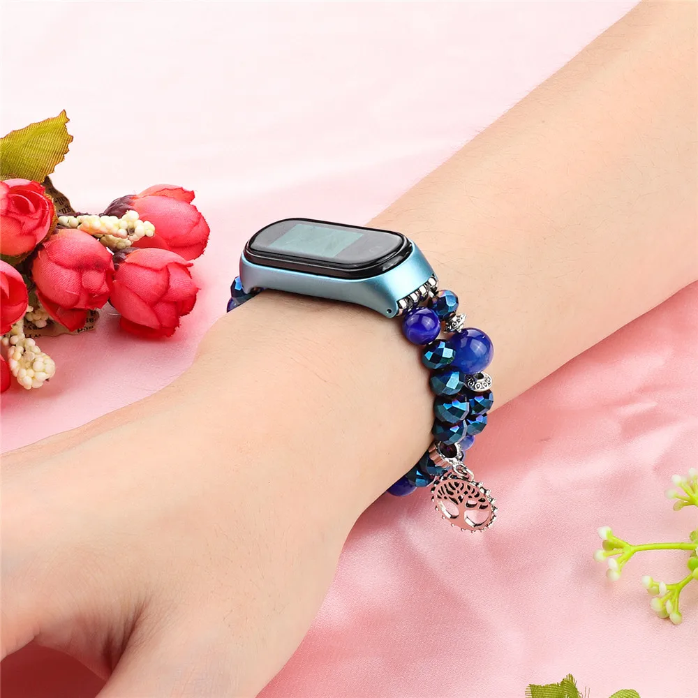 Ремешок из бусин в форме камня для Xiaomi Mi Band 6 5 4 3 браслет наручных часов ювелирный
