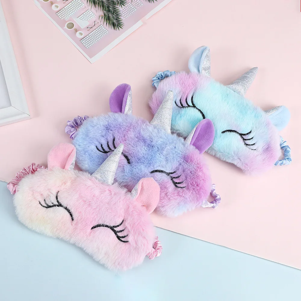 

New eye patch 3D cartoon Unicorn Silk Mask, various sleeping mask, eye mask, relaxing mask, plush mask, travel home party gift