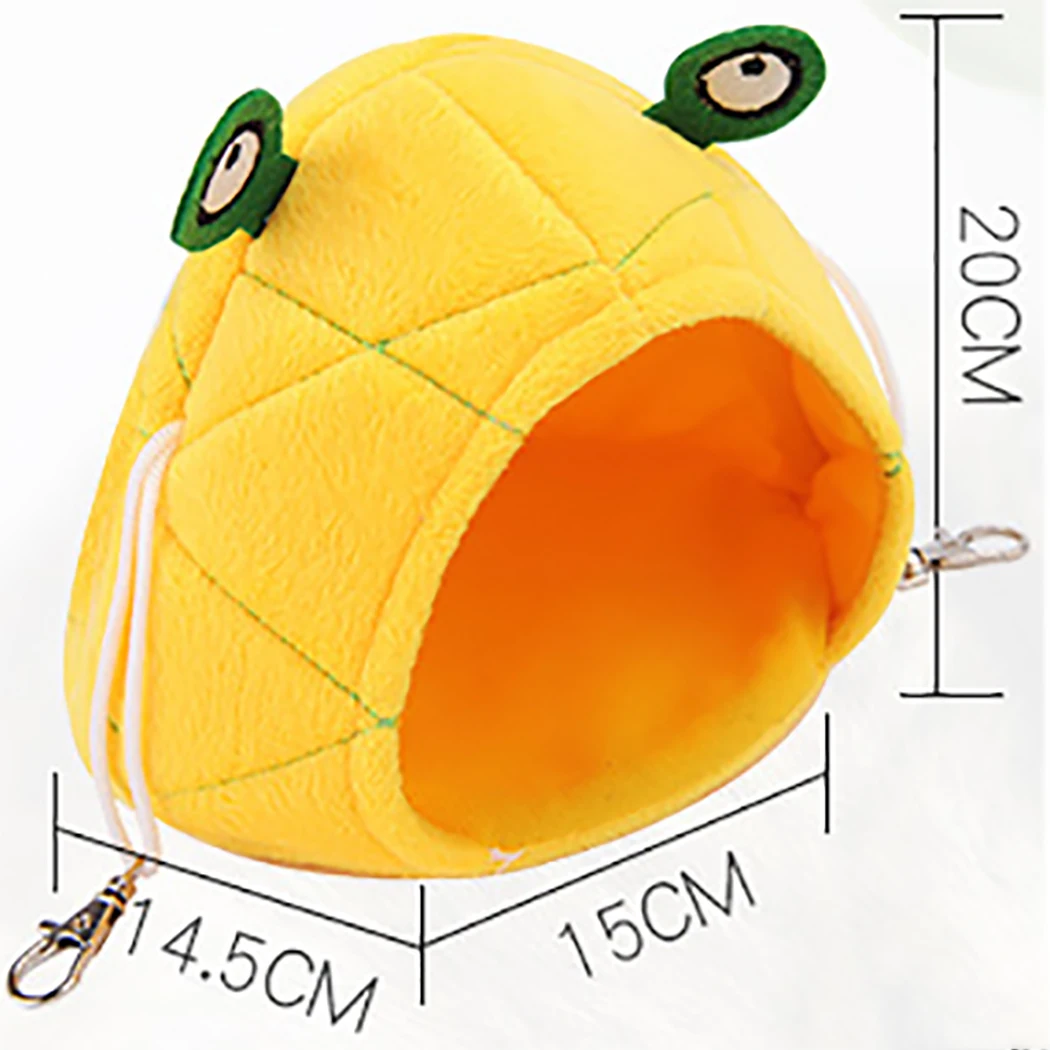 

1pc Pet Cave Warm Pineapple Frog Shape Pet Bed Cotton Velvet Fabric Squirrel Bed Pet House For Small Animals Pet Supplies