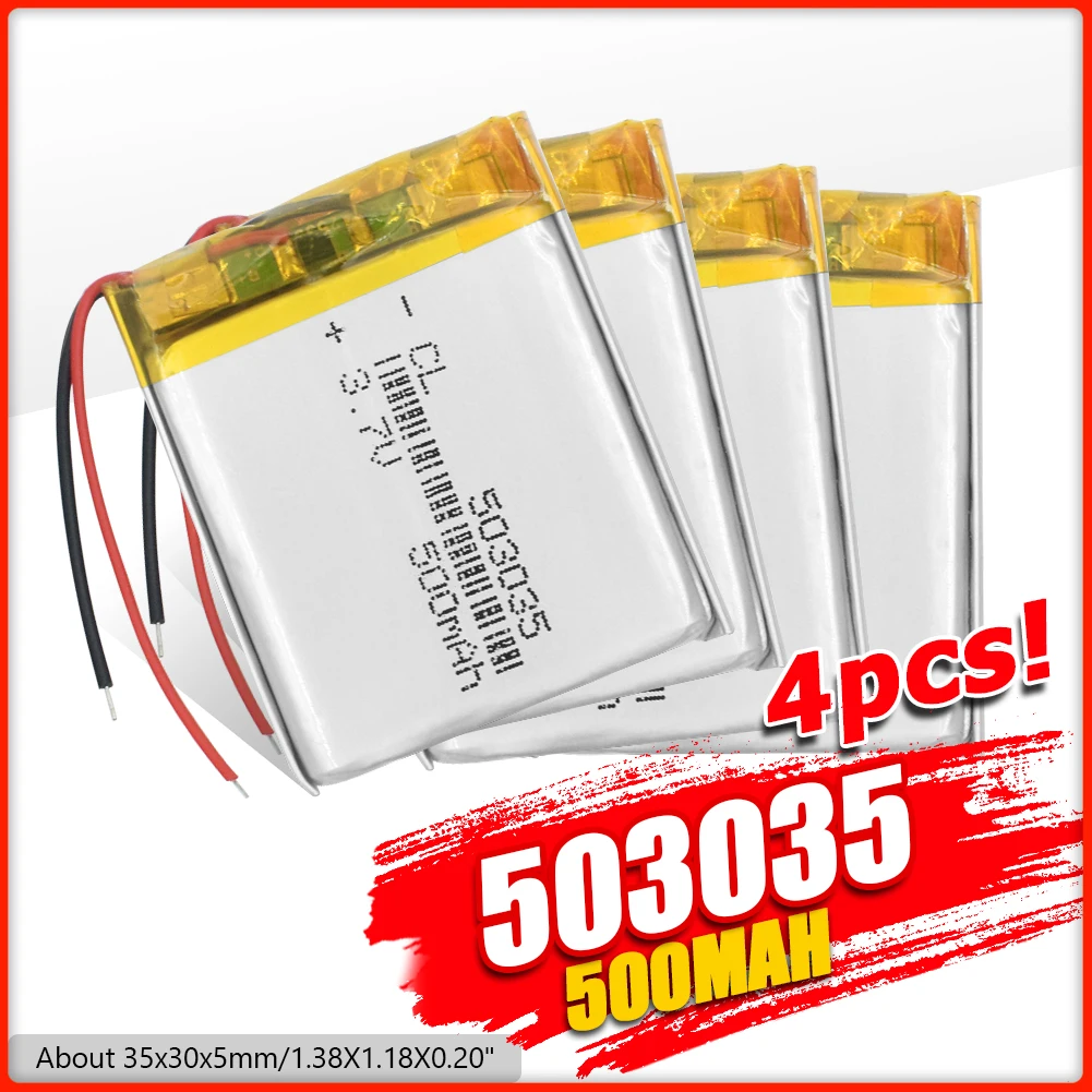 1/2/4 шт. литий полимерная аккумуляторная батарея 503035 3 7 в 500 мАч|Перезаряжаемые