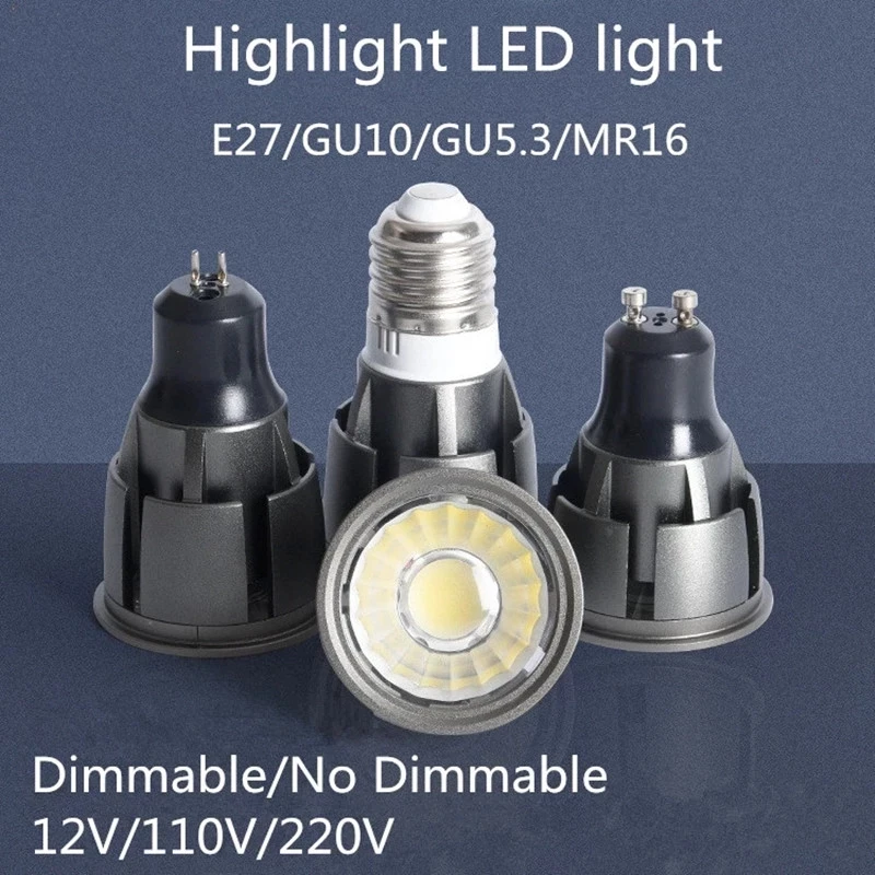 

Super Bright Dimmable GU10/GU5.3/E14/E27/MR16 COB 3W 5W 7W LED Bulb Lamp 85-265V 12V spotlight Warm White/Cold White led light