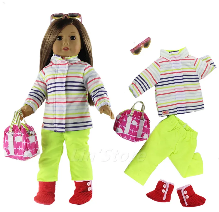 5 PCS Outfit Q-1 Новейший модный кукольный комплект одежды, игрушечная одежда для 1", американская кукла, повседневная одежда, много стилей на выбор - Цвет: 5 PCS Outfit Q-1