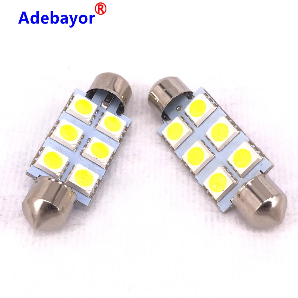 200 шт. автомобильные светодиодсветодиодный Лампы Canbus для чтения 36 мм 39 41 5050 6 SMD 12 В