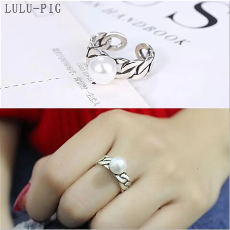 LULU-PIG Корейская толстая цепь Ретро хвост кольцо сделано старая открытая