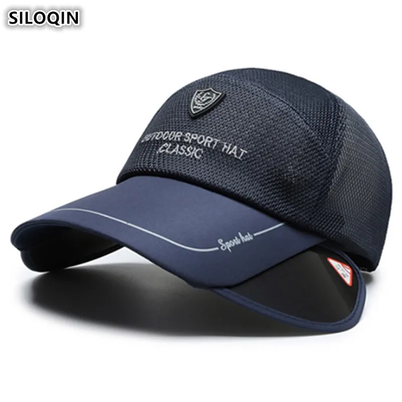 

SILOQIN 2020 Summer New Men's Fishing Cap Novelty Mesh Hat Breathable Mesh Baseball Caps Women's Wide Visor Sports Cap Beach Hat