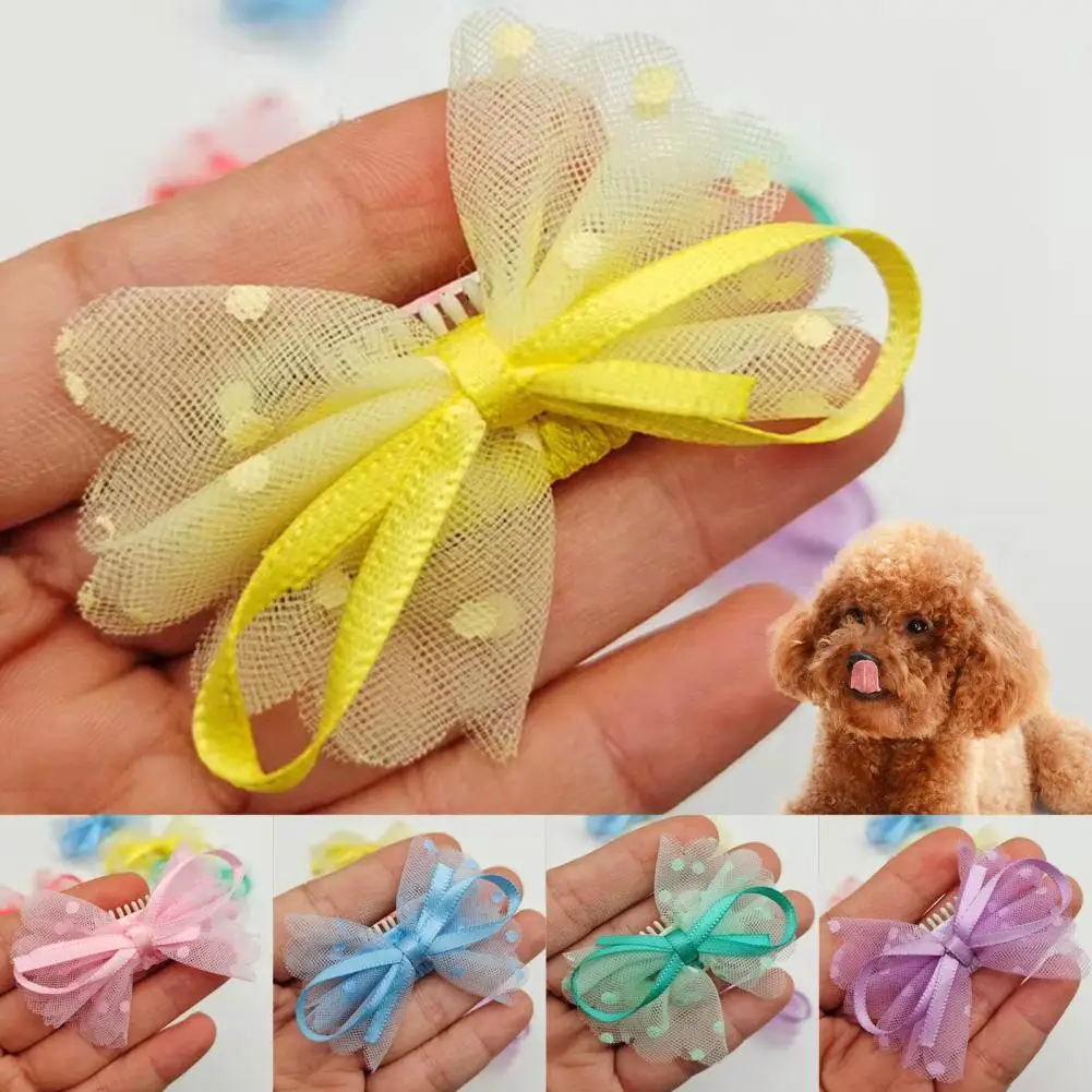 

Pet Hair Clips Solid Color Pets Hairpins Novelty Dogs Bow-knot Hair Clips