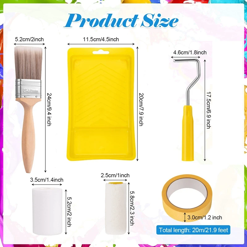 

7Pcs Mini Foam Paint Roller Tray Set 2 Inch Small Roller Paint Brush Foam Paint Roller Kit