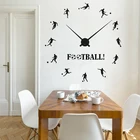 Наклейка на стену футбольный мяч, креативные часы, виниловая наклейка, игра в футбол, домашнее украшение, плеер для мальчиков, спальни, гостиной, Настенный декор