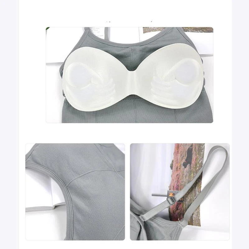 

CHRLEISURE Women's Tank Plus Size Crop Tops Push Up Bra Sports Underwear Elastic Seamless Bralette