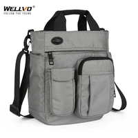 men multifunctional shoulder messenger bag with headphone hole waterproof nylon travel handbag large capacity storage bags xa11c