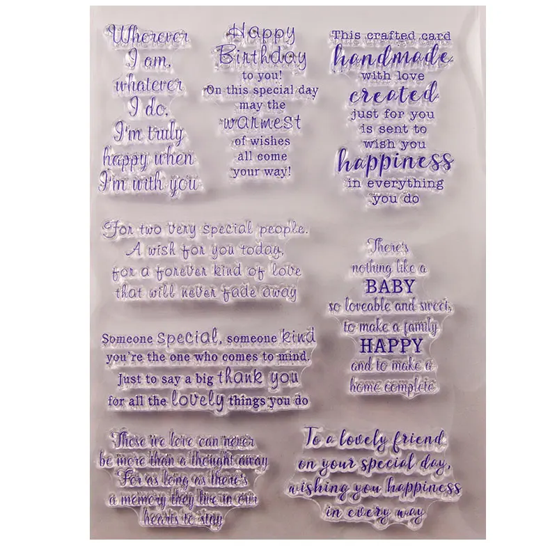 

English Sentences Words Transparent Clear Stamps Silicone Seal for DIY Scrapbooking Card Making Photo Album Decoration Crafts
