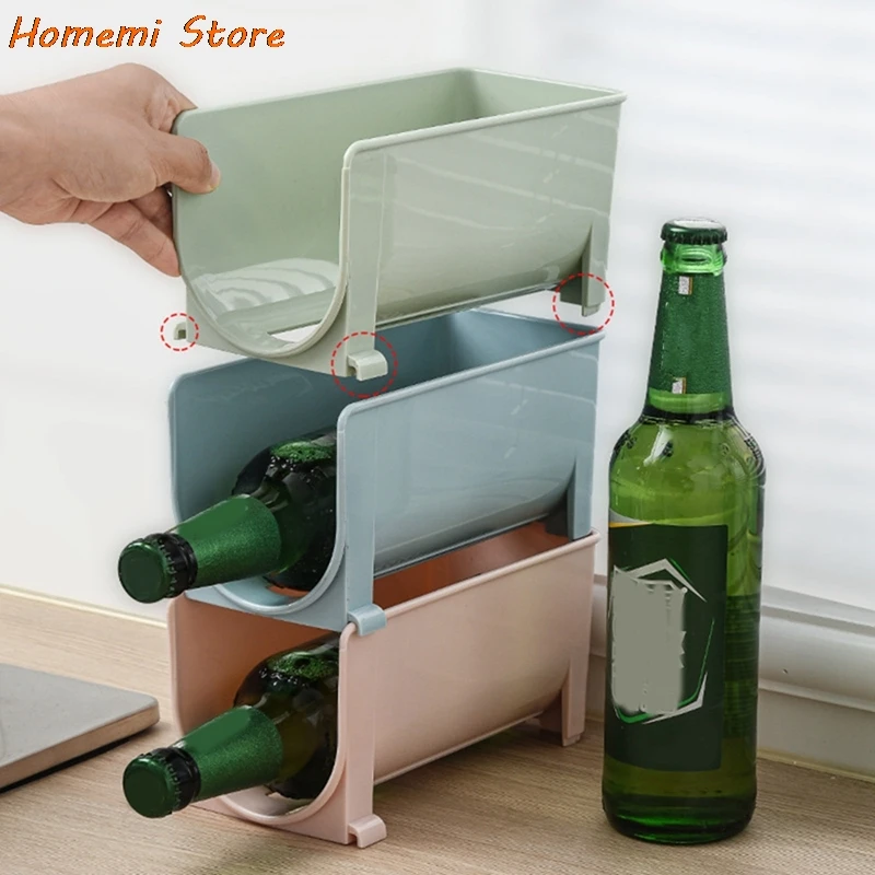 

Overlapping Storage Rack Drink Holder Glass Beer Bottle Refrigerator Drawer Box Beverage Can Dispenser Tray